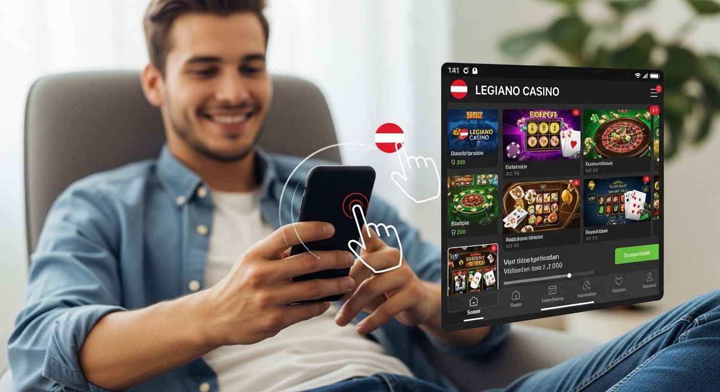 Schermata dell app mobile Legiano che mostra una selezione di slot machine e l interfaccia di gioco